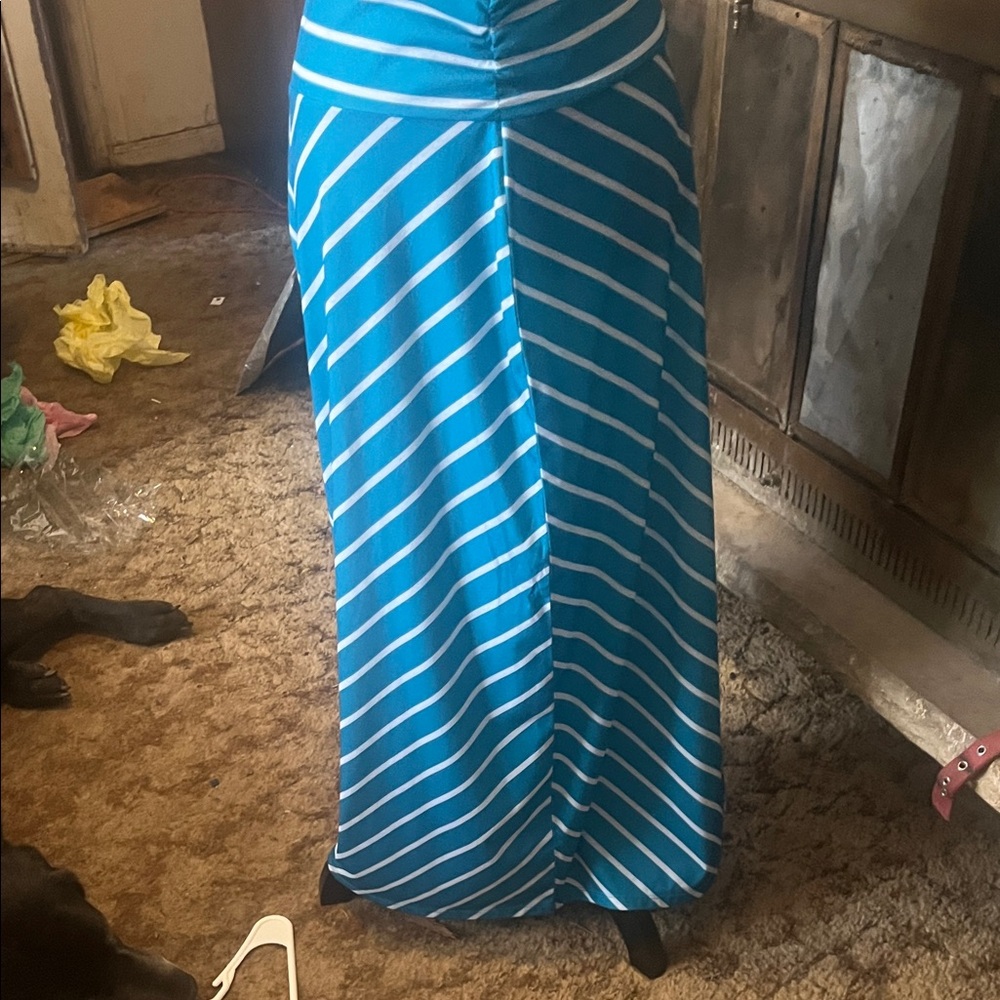 Chic Blue Striped A-Line Skirt